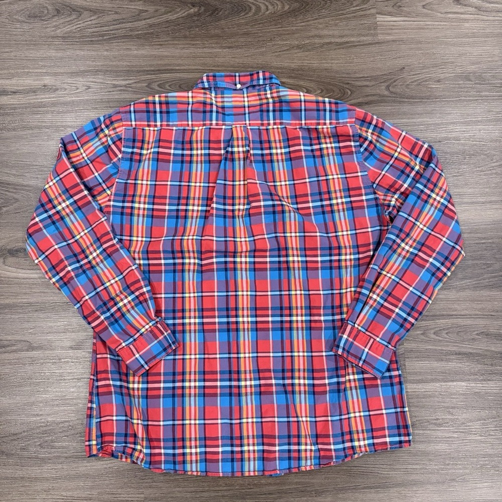 Barbour Tailor Fit Plaid Blue Red Pink Long Sleeve Button Down XXL Shirt - Picture 3 of 6